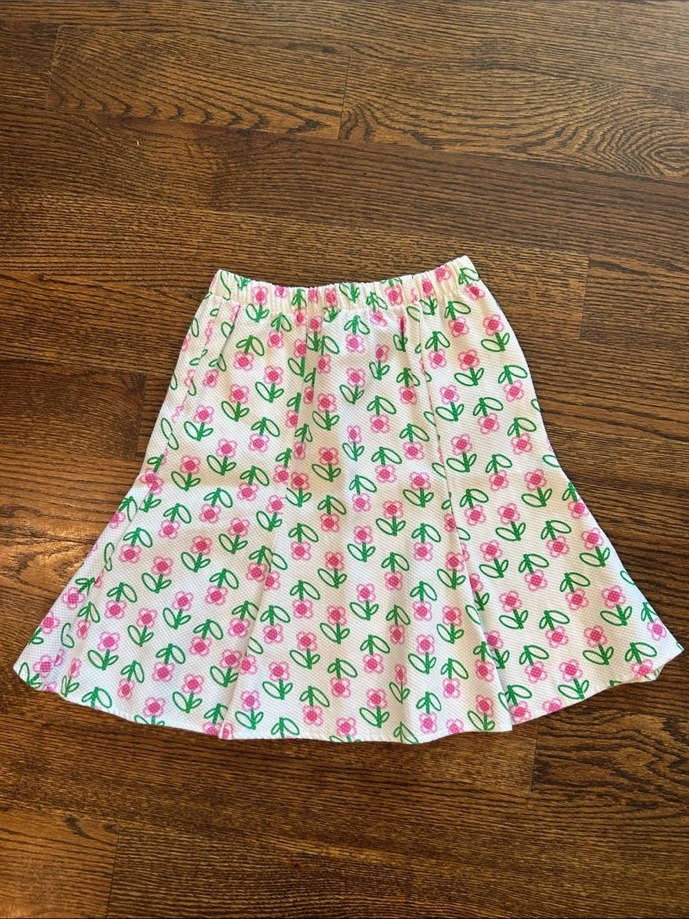 Girls Two-Piece Pink & Green Floral Tank and Skirt Set